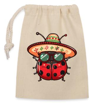 Marienkäfer Sombrero - Verschließbarer Geschenkbeutel aus Baumwolle (14x20cm) - Natur - Vorne