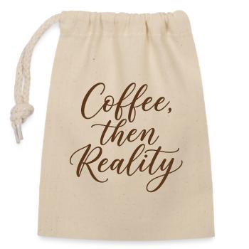 Dicton du café - Sac cadeau en coton avec cordon (14 x 20 cm) - nature - Devant