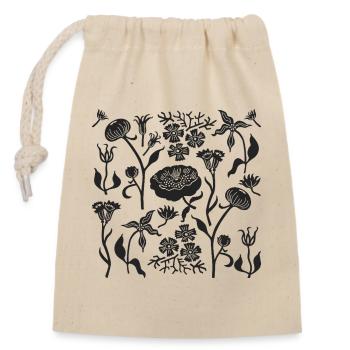 Peonies Forever L Botanical Peonies L Black - Closable cotton gift bag (14x20cm) - nature - Front