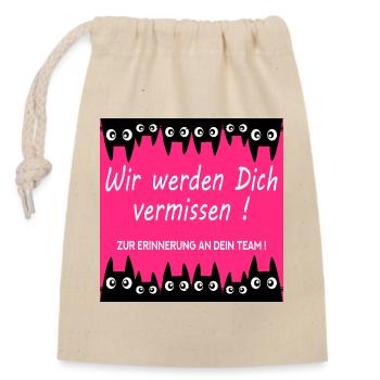Abschied Kollegin Katzen - Verschließbarer Geschenkbeutel aus Baumwolle (14x20cm) - Natur - Vorne