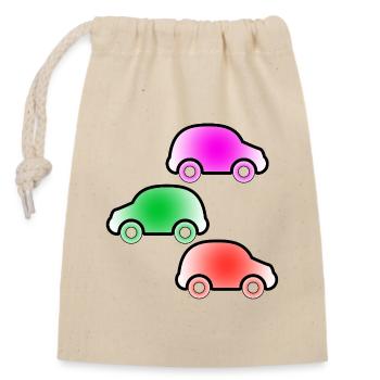 Autos - Verschließbarer Geschenkbeutel aus Baumwolle (14x20cm) - Natur - Vorne