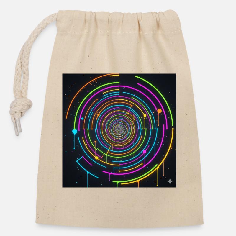 Jeu de couleurs en spirale de cercle néon - Sac cadeau en coton avec cordon (14 x 20 cm) - nature
