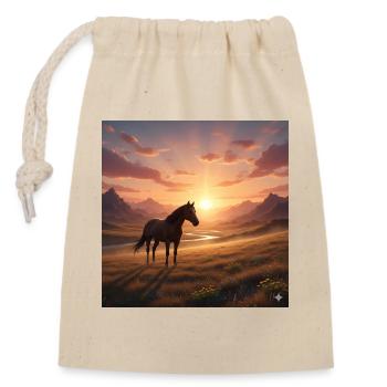 Cheval du coucher de soleil dans la vallée montagneuse - Sac cadeau en coton avec cordon (14 x 20 cm) - nature - Devant