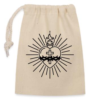 Sacred Heart Tattoo - Verschließbarer Geschenkbeutel aus Baumwolle (14x20cm) - Natur - Vorne