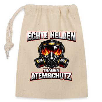 Echte Helden Tragen Atemschutz - Verschließbarer Geschenkbeutel aus Baumwolle (14x20cm) - Natur - Vorne
