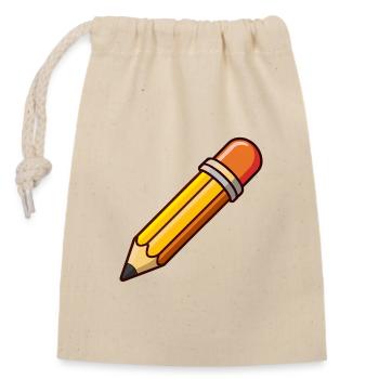 Cartoon Bleistift-Clipart - Verschließbarer Geschenkbeutel aus Baumwolle (14x20cm) - Natur - Vorne