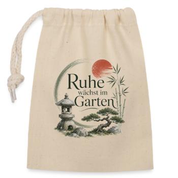 Ruhe wächst im Garten - Verschließbarer Geschenkbeutel aus Baumwolle (14x20cm) - Natur - Vorne