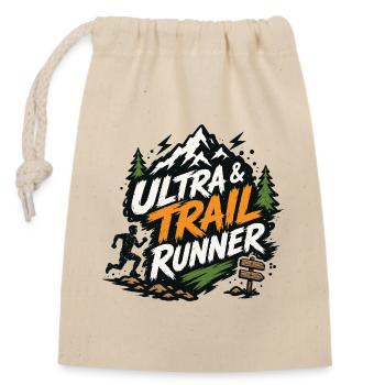 Ultra- und Trailrunner - Verschließbarer Geschenkbeutel aus Baumwolle (14x20cm) - Natur - Vorne