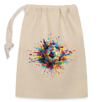Soccer Ball Football Colorful Painting Print - Closable cotton gift bag (14x20cm) - nature - Front