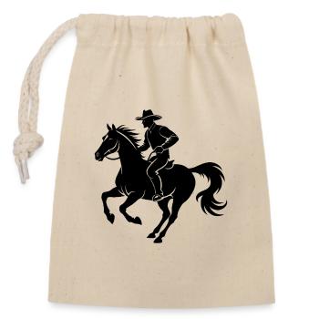 Cowboy en course - Sac cadeau en coton avec cordon (14 x 20 cm) - nature - Devant