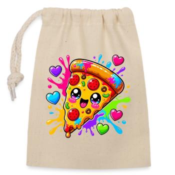 Une jolie part de pizza - Sac cadeau en coton avec cordon (14 x 20 cm) - nature - Devant