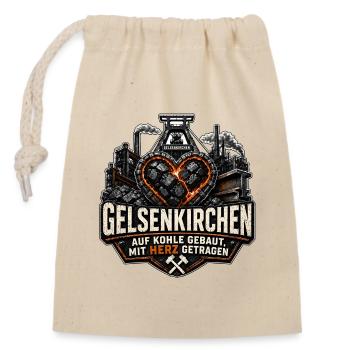 Gelsenkirchen Kohle Herz Ruhrpott Ruhrgebiet - Verschließbarer Geschenkbeutel aus Baumwolle (14x20cm) - Natur - Vorne