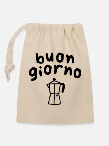 buon giorno - Verschließbarer Geschenkbeutel aus Baumwolle (14x20cm) - Natur