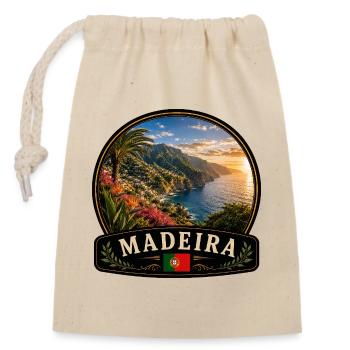 Madeira Funchal Paradies Blumen Atlantik Urlaub - Verschließbarer Geschenkbeutel aus Baumwolle (14x20cm) - Natur - Vorne