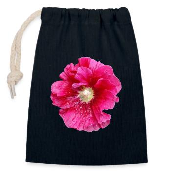Hollyhock_in_Rain - Closable cotton gift bag (14x20cm) - navy - Front