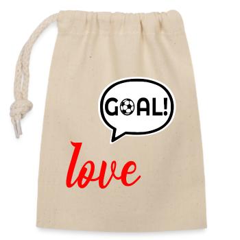 Love Football Goal - Closable cotton gift bag (14x20cm) - nature - Front