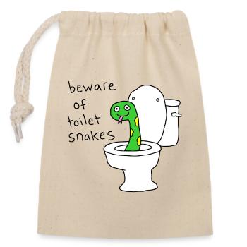Méfiez-vous des serpents de toilette - Sac cadeau en coton avec cordon (14 x 20 cm) - nature - Devant