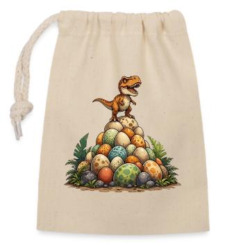 Petit Dino sur Egg Hill - Sac cadeau en coton avec cordon (14 x 20 cm) - nature - Devant
