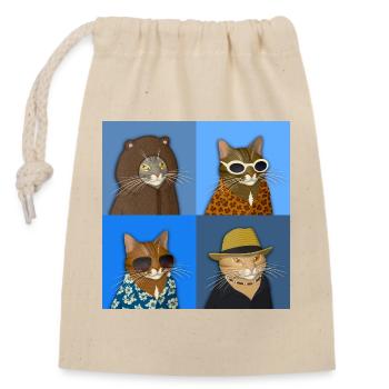 Variété de chat tigré - Sac cadeau en coton avec cordon (14 x 20 cm) - nature - Devant