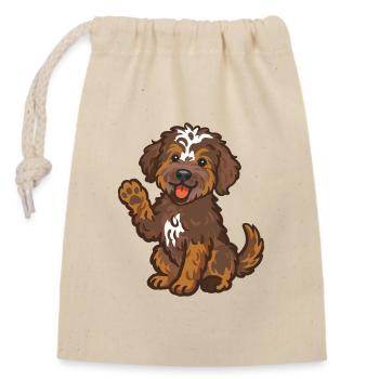 Doodle Brown-Tri - Cuddly Dog Puppy - Closable cotton gift bag (14x20cm) - nature - Front