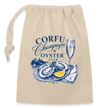 Corfu Champ*gne & Oyster Club Logo - Closable cotton gift bag (14x20cm) - nature - Front