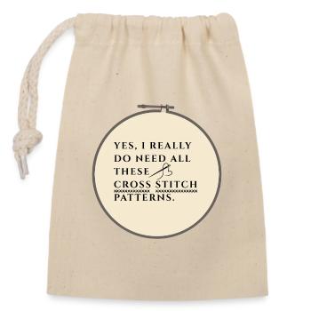 Cross Stitch Pattern Obsession - Closable cotton gift bag (14x20cm) - nature - Front