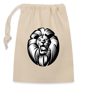Predatory Lion – Monochrome Vector Graphic - Closable cotton gift bag (14x20cm) - nature - Front