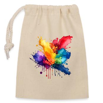 Farbspritzer Explosion - Verschließbarer Geschenkbeutel aus Baumwolle (14x20cm) - Natur - Vorne