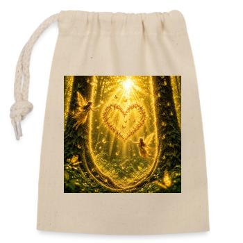 Golden Heart in Fairy Forest with Butterflies - Closable cotton gift bag (14x20cm) - nature - Front