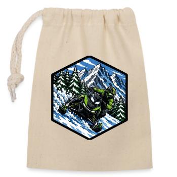 Motoneige en montée dynamique sur neige - Sac cadeau en coton avec cordon (14 x 20 cm) - nature - Devant