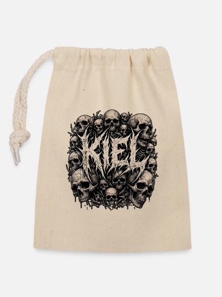 Kiel Death Metal Schädel - Verschließbarer Geschenkbeutel aus Baumwolle (14x20cm) - Natur