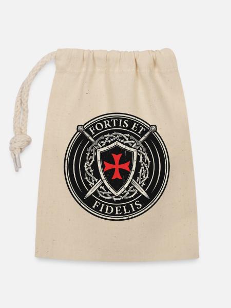Wappen-Siegel Bibel Ritter - Verschließbarer Geschenkbeutel aus Baumwolle (14x20cm) - Natur