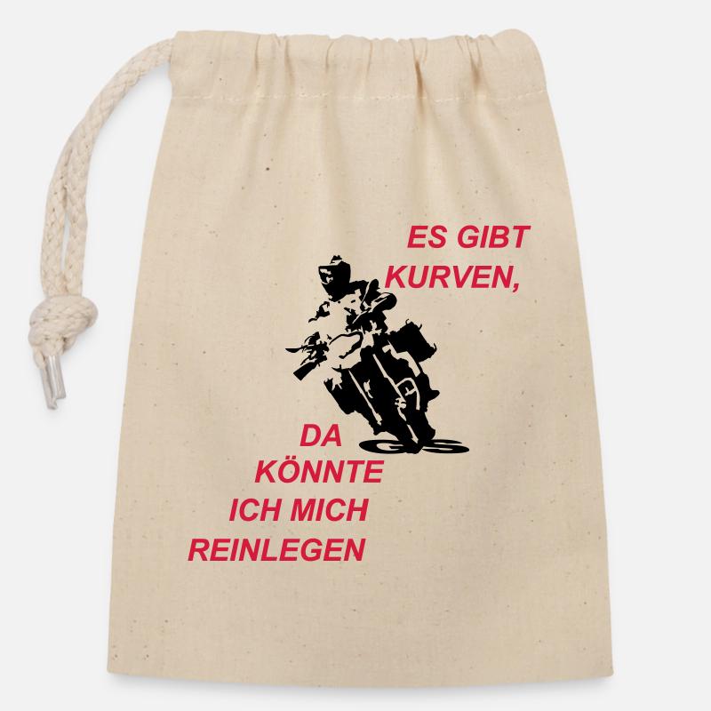 Es gibt Kurven - Verschließbarer Geschenkbeutel aus Baumwolle (14x20cm) - Natur