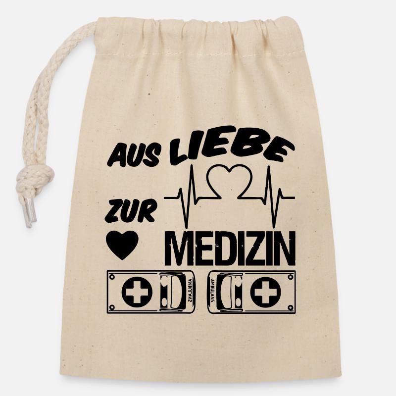Medizin Liebe Doktor, Arzt, Sprüche, Geschenk - Verschließbarer Geschenkbeutel aus Baumwolle (14x20cm) - Natur