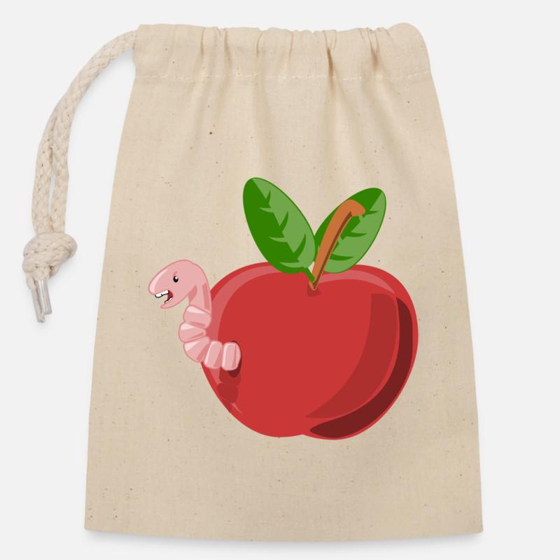 worm - Closable cotton gift bag (14x20cm) - nature