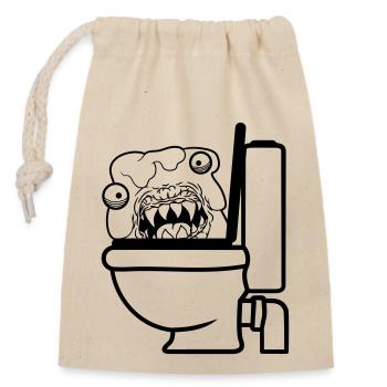 klo toilette scheisse kacke kot wc gefaehrlich baz - Verschließbarer Geschenkbeutel aus Baumwolle (14x20cm) - Natur - Vorne
