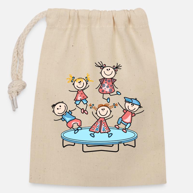 Trampolin - Verschließbarer Geschenkbeutel aus Baumwolle (14x20cm) - Natur