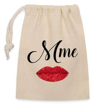 Lèvres Rouge Artistique en Geométrie - Sac cadeau en coton avec cordon (14 x 20 cm) - nature - Devant