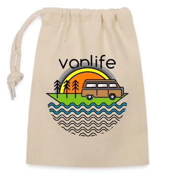 Camp Camper Camping Nature Symbole de voyage Icône Van - Sac cadeau en coton avec cordon (14 x 20 cm) - nature - Devant