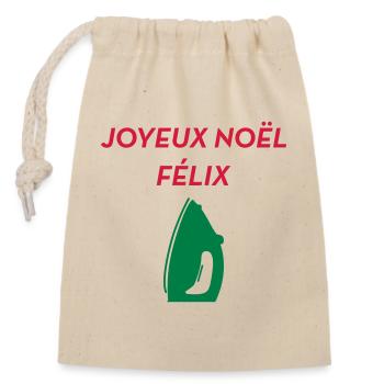 Joyeux Noël Félix / Le Père Noël est une ordure - Sac cadeau en coton avec cordon (14 x 20 cm) - nature - Devant