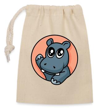 Funny hippopotamus - design - Closable cotton gift bag (14x20cm) - nature - Front