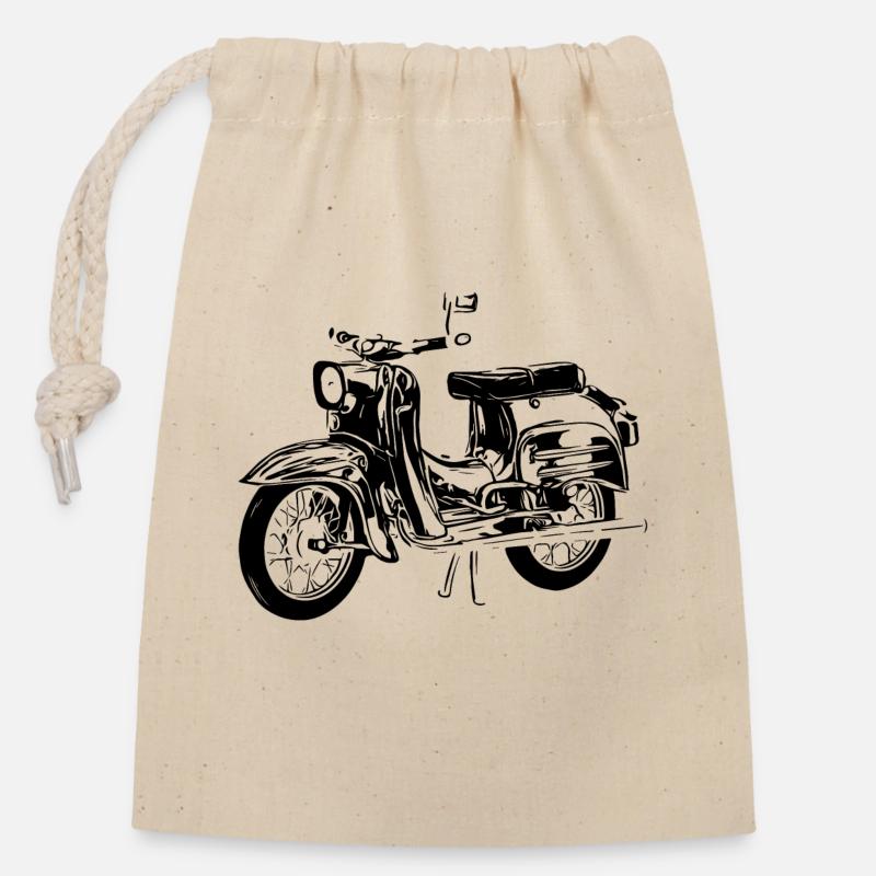 Simson Schwalbe - Verschließbarer Geschenkbeutel aus Baumwolle (14x20cm) - Natur