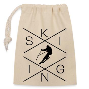 Ski - Verschließbarer Geschenkbeutel aus Baumwolle (14x20cm) - Natur - Vorne