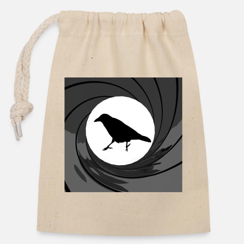 Bond crow - Sac cadeau en coton avec cordon (14 x 20 cm) - nature