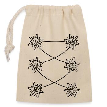 Edelweiss Dirndl Schuerze - Verschließbarer Geschenkbeutel aus Baumwolle (14x20cm) - Natur - Vorne