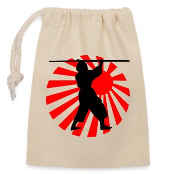 Keep Kobudo logo with a bo above it - Closable cotton gift bag (14x20cm) - nature - Front