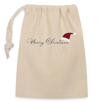 Merry Christmas - Closable cotton gift bag (14x20cm) - nature - Front