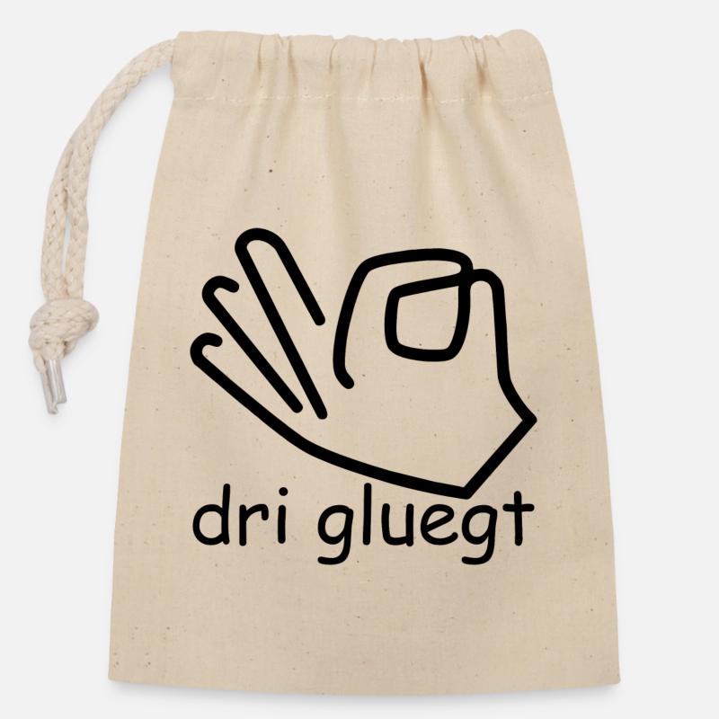 dri gluegt - Verschließbarer Geschenkbeutel aus Baumwolle (14x20cm) - Natur