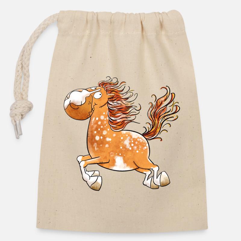 Flottes Pferd I Pferdemotiv Fun - Verschließbarer Geschenkbeutel aus Baumwolle (14x20cm) - Natur