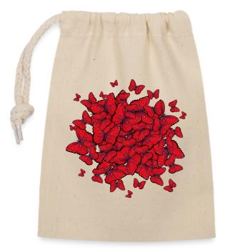 de nombreux papillons rouges de cercles imaginatifs - Sac cadeau en coton avec cordon (14 x 20 cm) - nature - Devant